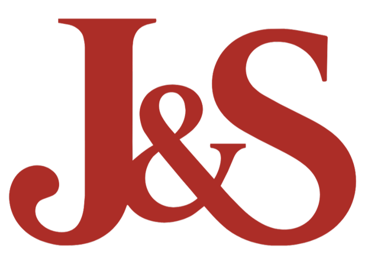 J&S logo in dark red color with stylized font.