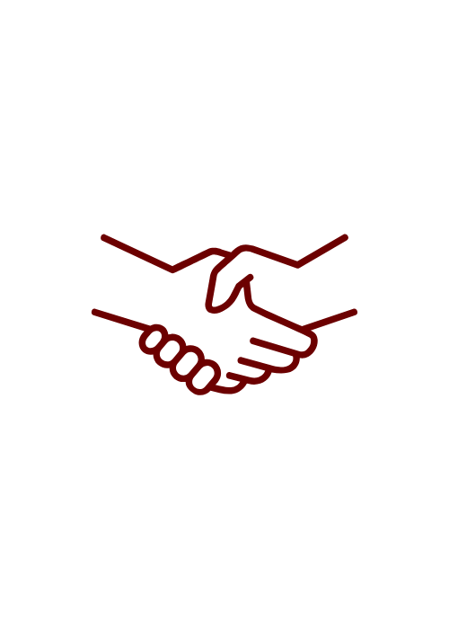 Outline of two hands shaking, illustrating cooperation or agreement.