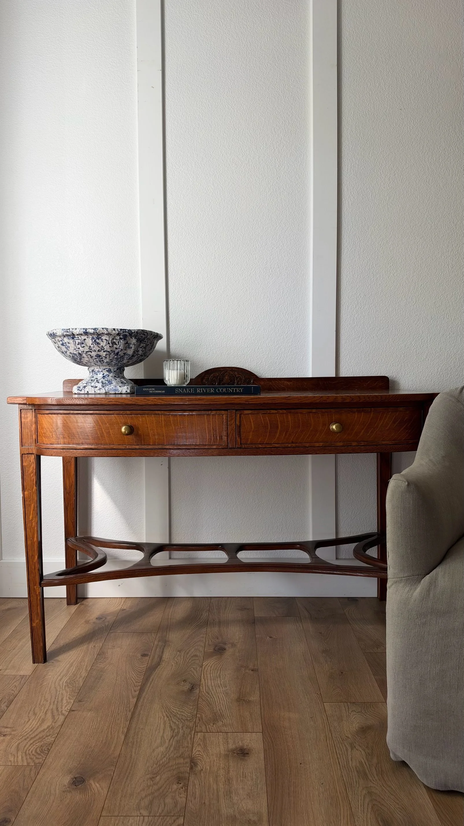 Antique Quarter-Sawn Oak Console/Writing Table