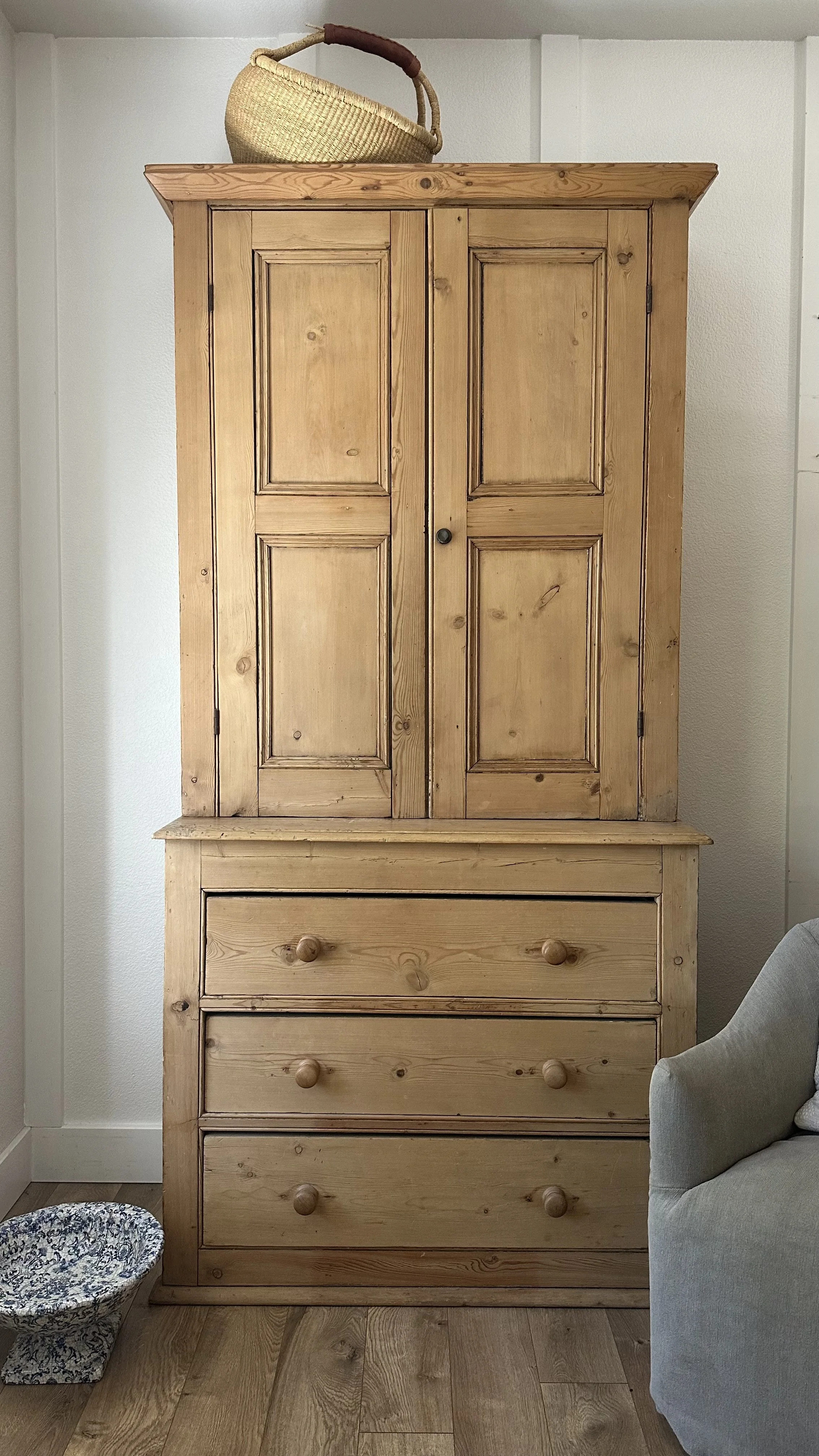 Anthon Antique Pine Housekeeper's Cupboard | 90" Tall
