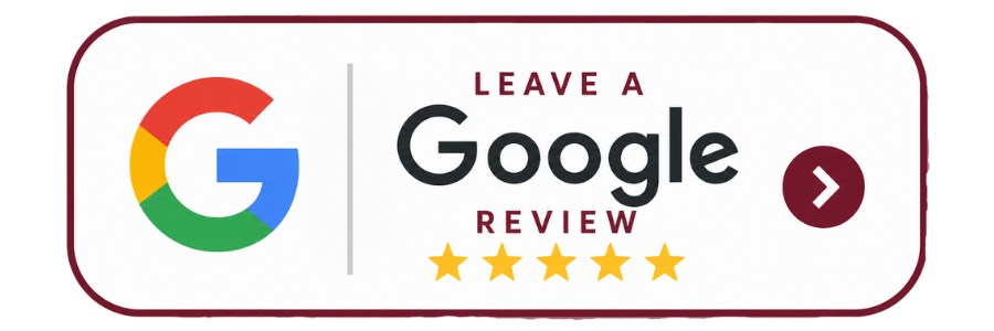 A digital graphic encouraging users to leave a Google review, featuring the Google logo, the text "Leave a Google Review," and a five-star rating with five gold stars.