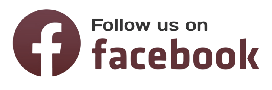 Facebook logo with text 'Follow us on Facebook'
