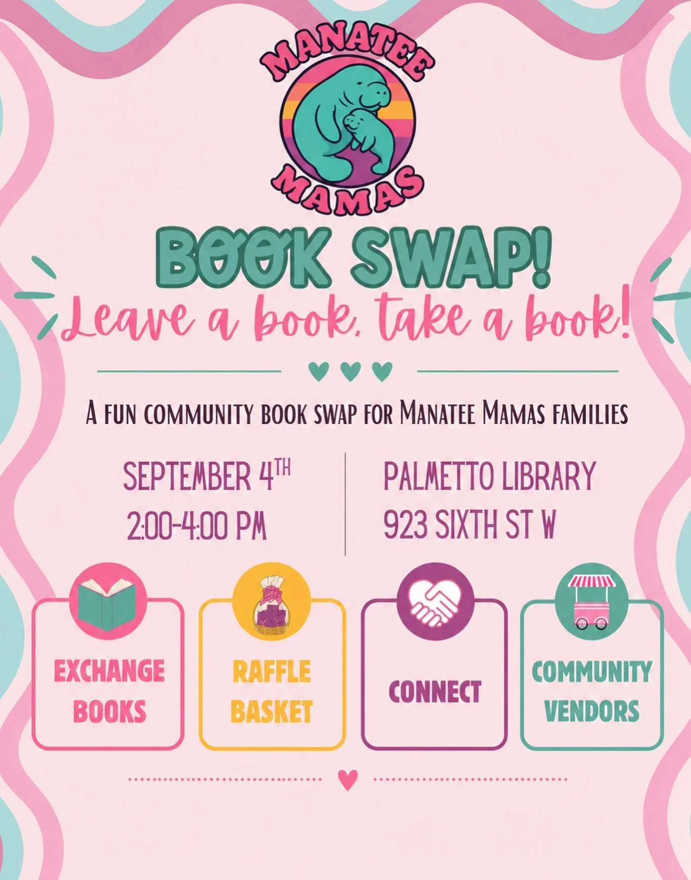 Our Book Swap is THIS Friday! 📚✨ If you&rsquo;ve been meaning to go through your books, this is your sign! 😅

Bring along any books your family is finished with and swap them for something new. We&rsquo;re doing books from infant to adult this year