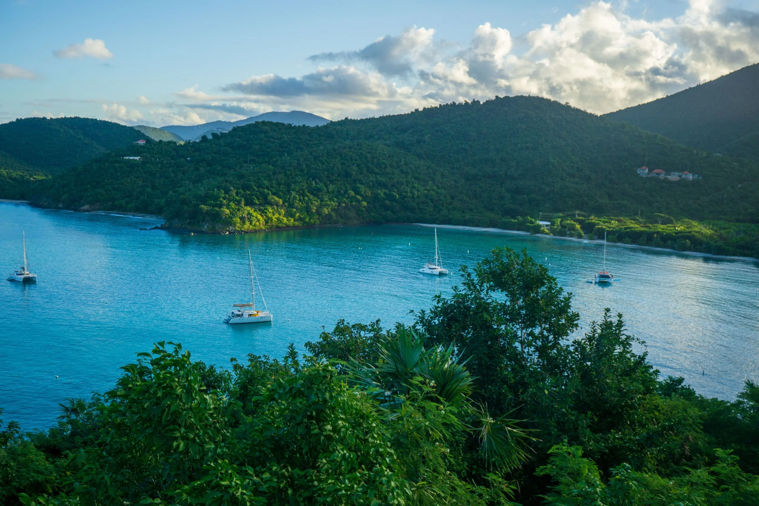 Turquoise bay with sailboats in the U.S. Virgin Islands