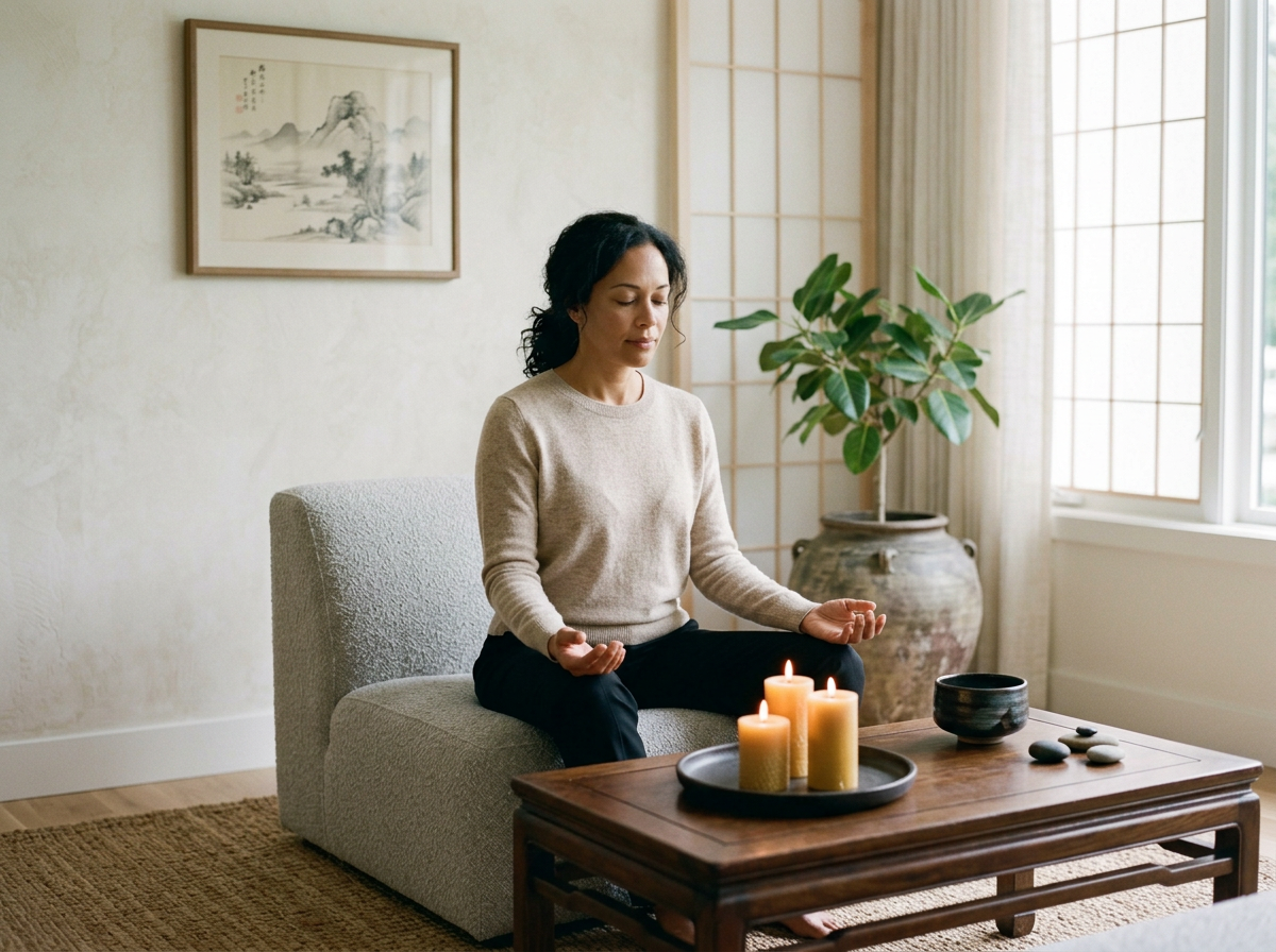 woman doing a meditation to relax