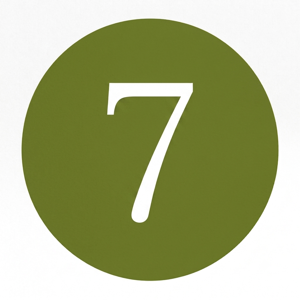 Green circle with the white number 7 in the center.