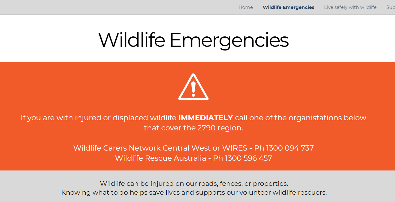 2790 Wildlife website emergency page