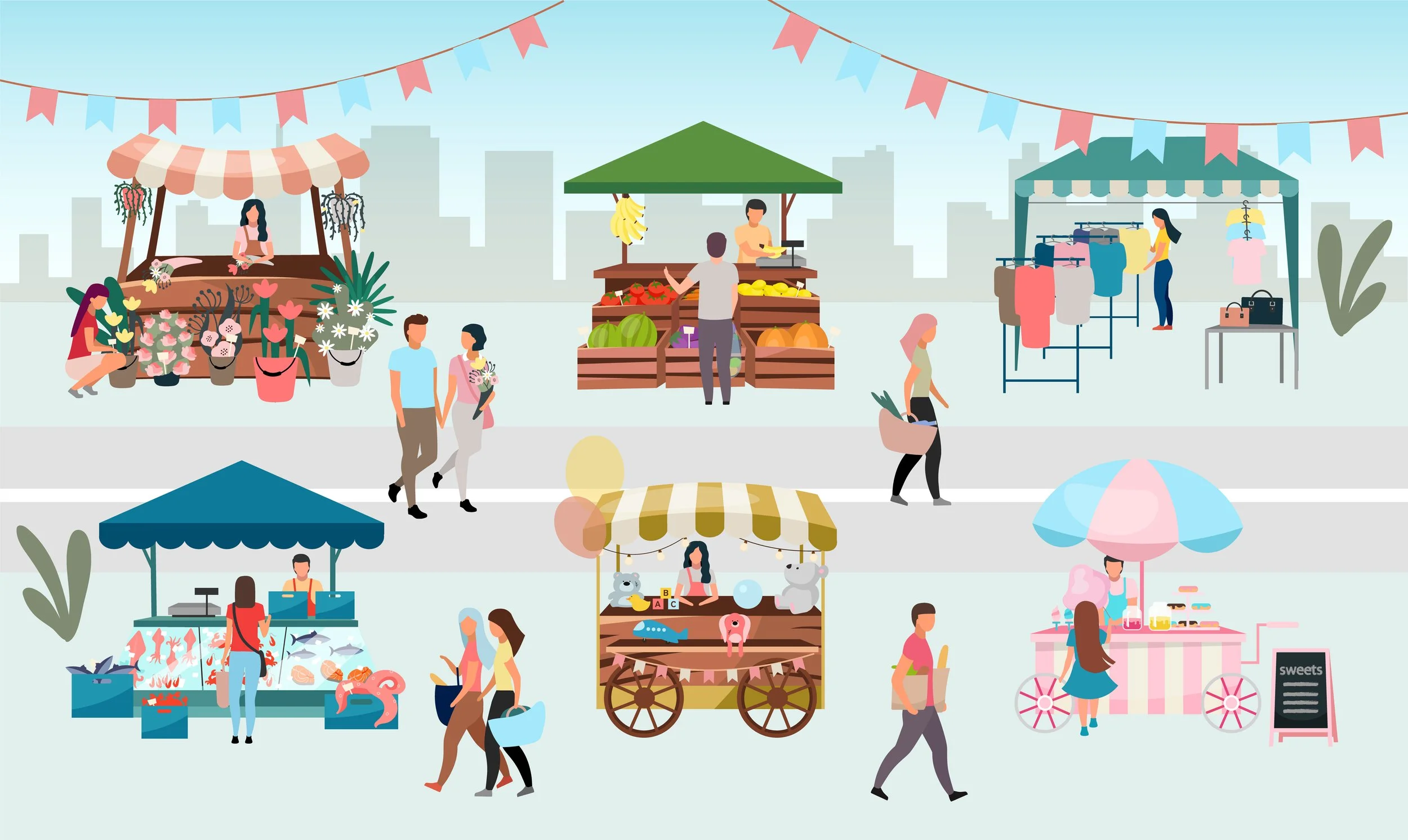 vector imahe of a street fair