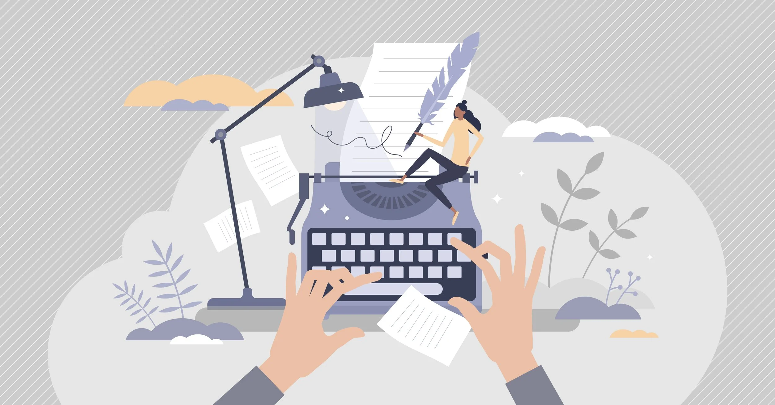 typing hands on a typewriter