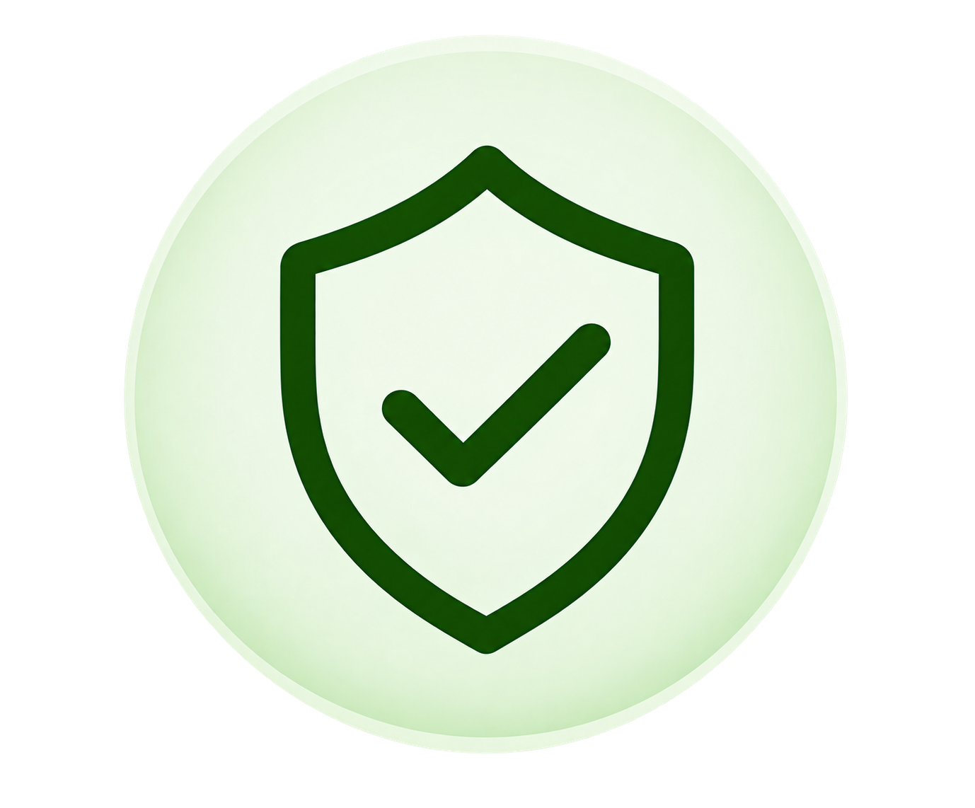 Green shield icon with a checkmark inside, symbolizing security or protection.