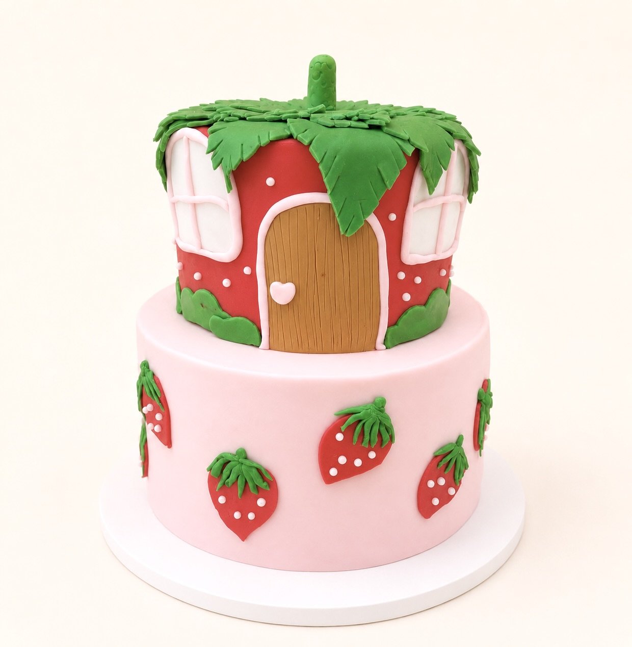Strawberry Cottage Dream (2 Tier) *Fondant