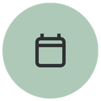 Calendar icon on a light green circular background.