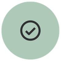 Green circular icon with a dark check mark inside