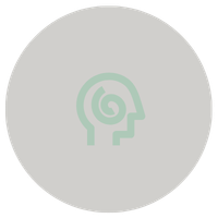 A simple, abstract line drawing of a spiral within a head outline, representing a profile of a person's head.