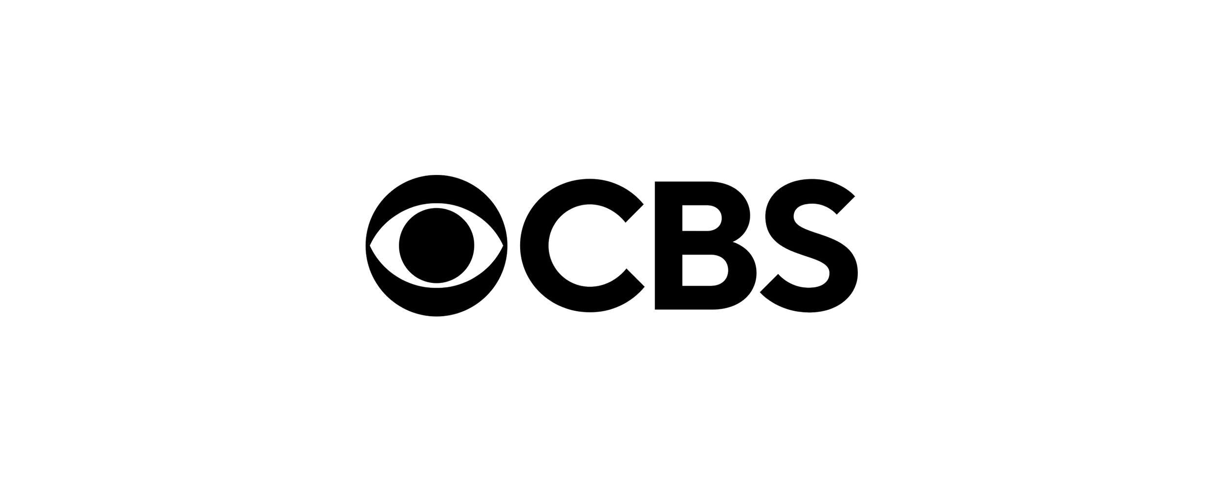 CBS logo in black letters with stylized eye to the left and the letters CBS to the right
