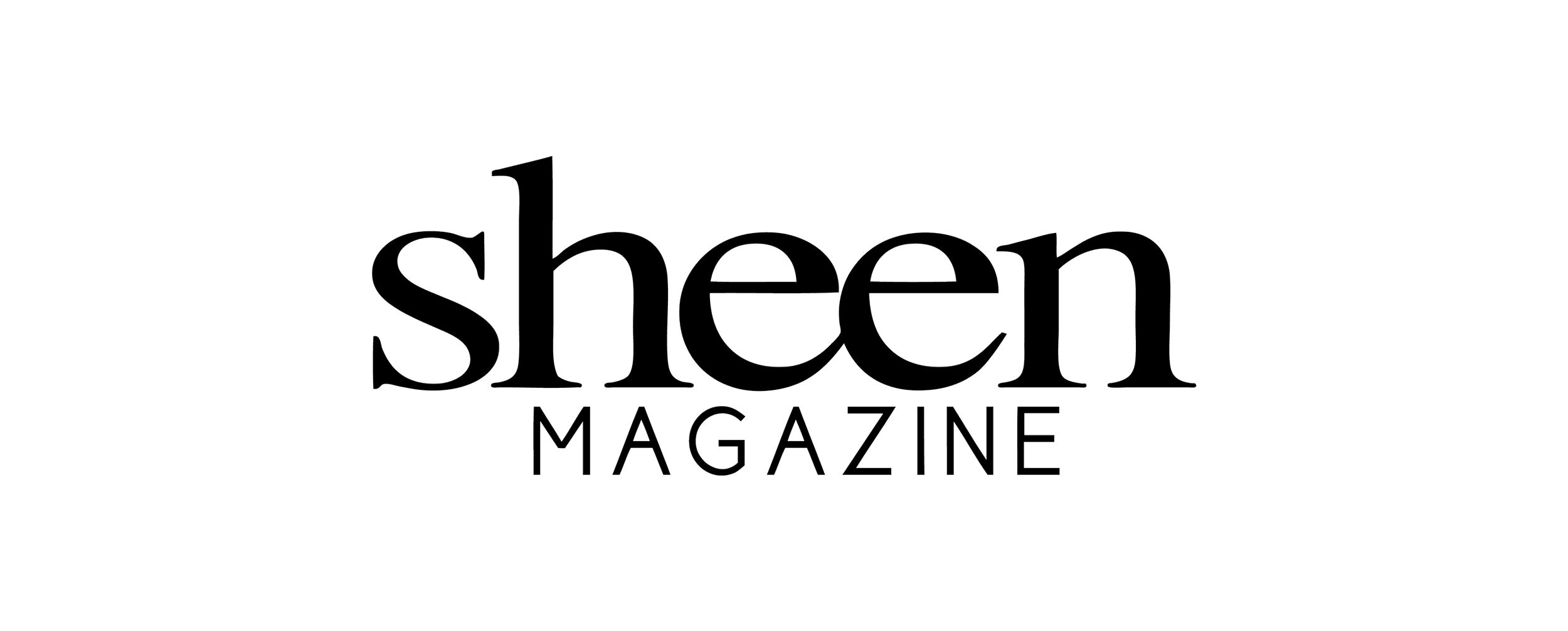 Sheen Magazine logo with the words 'sheen' in large lowercase letters and 'MAGAZINE' in smaller uppercaseletters beneath it, all in a clean, minimalist design.