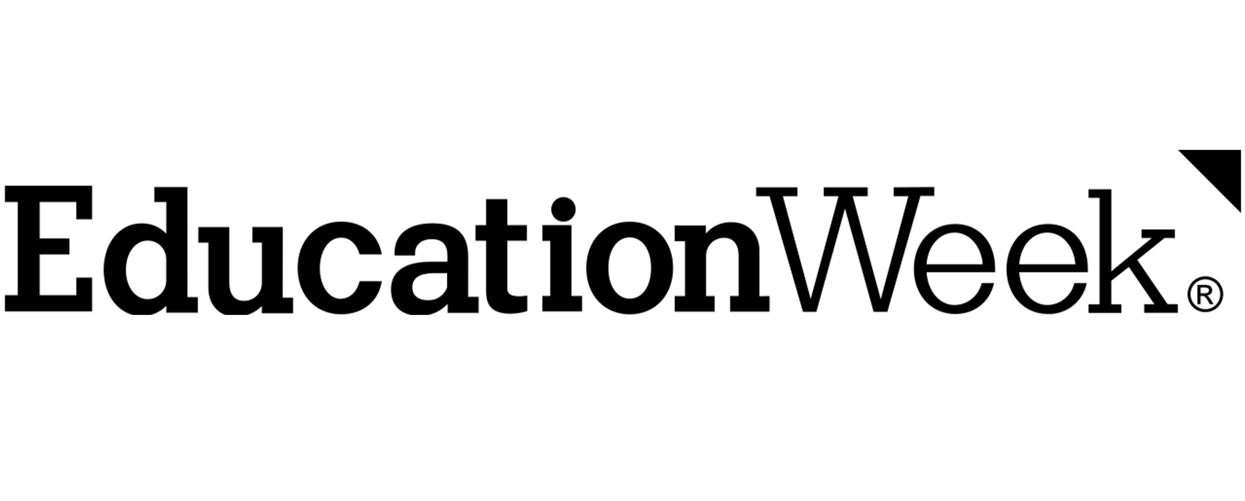 Education Week logo in black text with a stylized arrow extending from the letter 'k' in 'week'