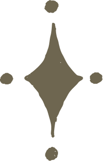 Simple geometric pattern with a central diamond shape and four circles at each corner