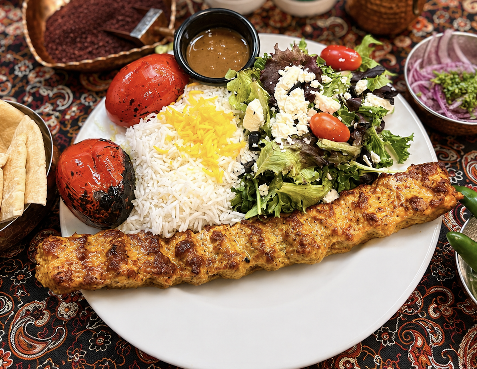 One Skewer Chicken Koobideh Kabab Plate