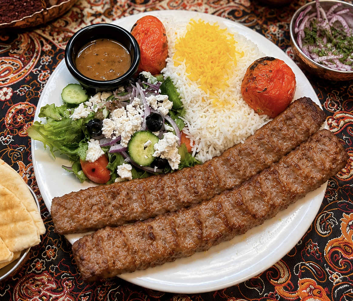 Two Skewers Beef Koobideh Kabob Plate