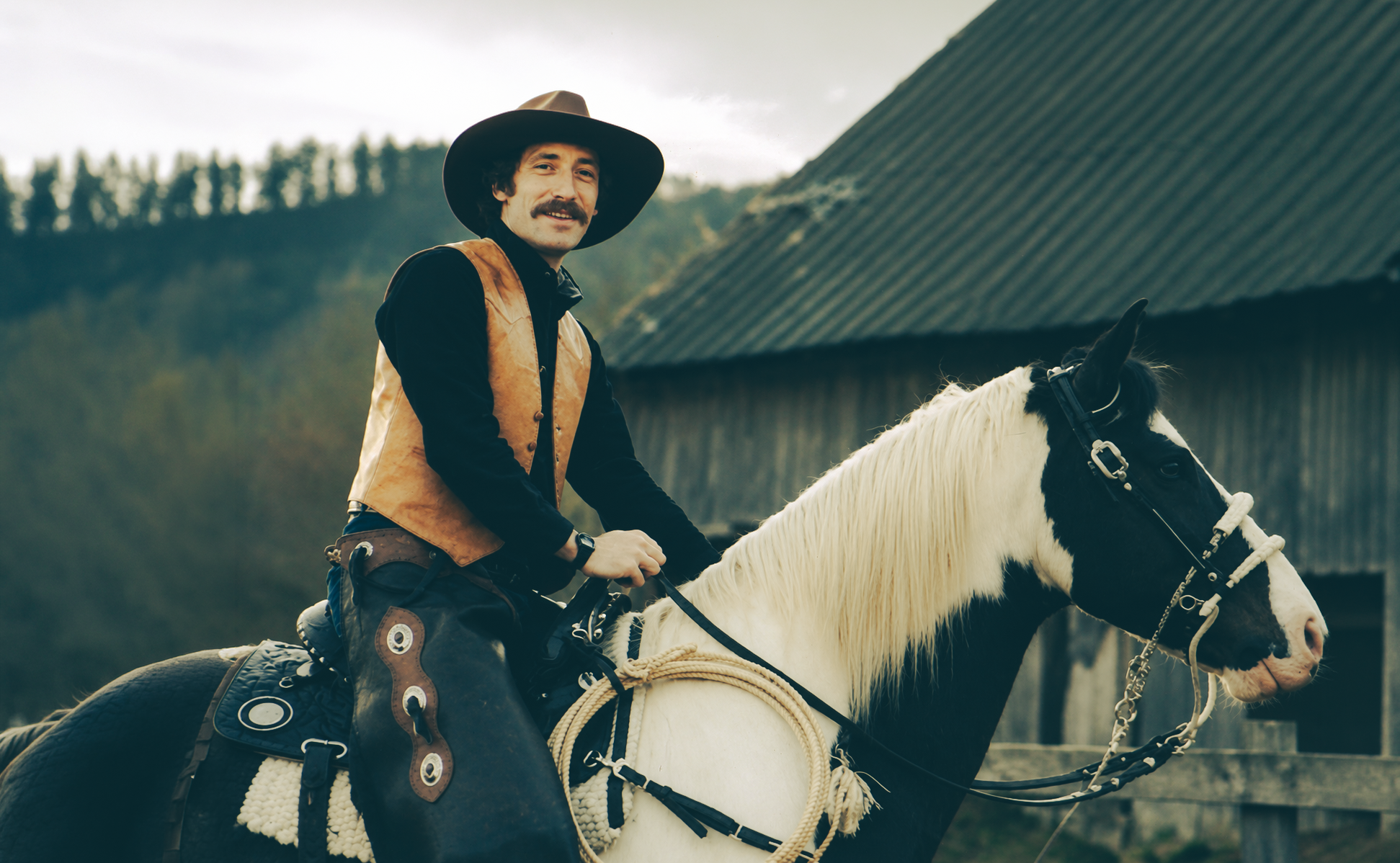 Dr. Norman M. Jacobs with Dingo, the Paint Stallion