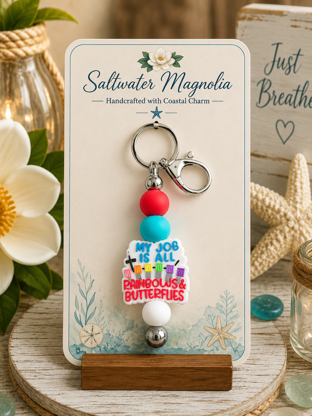 Rainbows and Butterflies Keychain