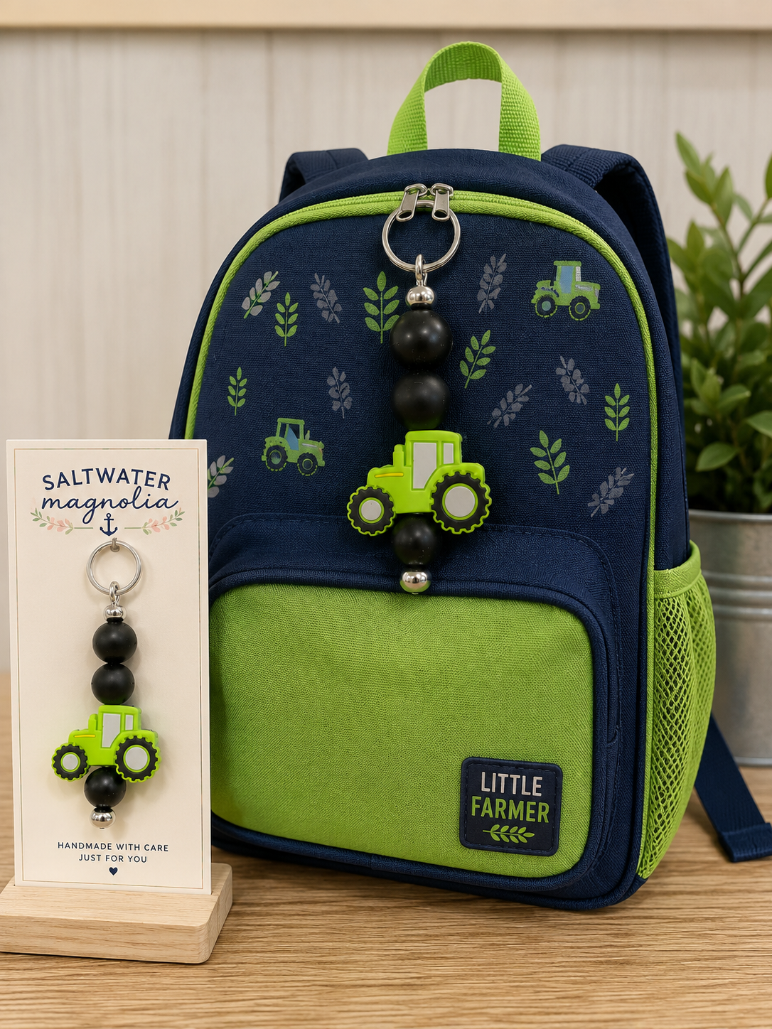 Little Farmer Tractor Backpack with Keychain