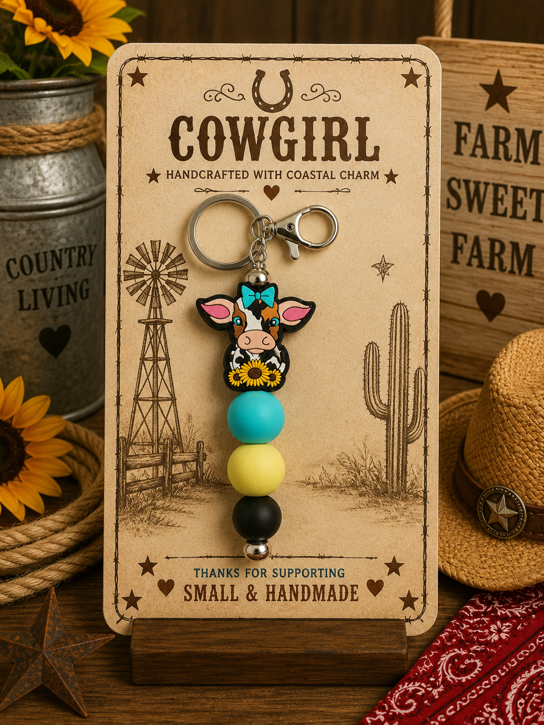 Cute Cow Keychain