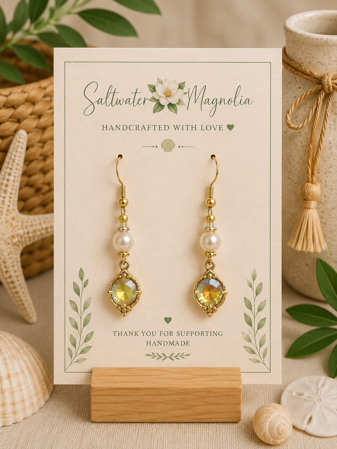 Pearl Beaded Crystal Earrings