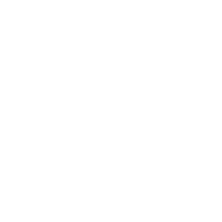 Simple white line drawing of a sitting dog on a black background.