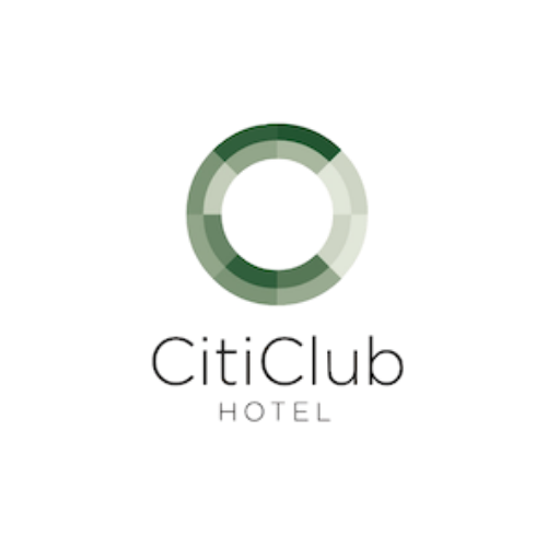 Logo for City Club Hotel with green circular design and text.