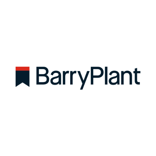 BarryPlant logo with a red and blue ribbon emblem.
