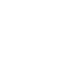 A simple white line drawing of a fox on a black background.
