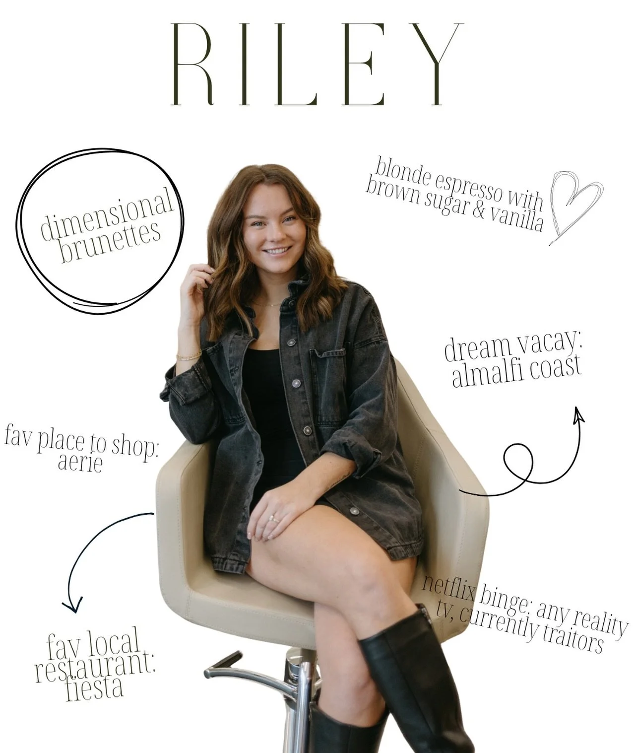 we have some new faces (and new followers 🤎), so we thought it was time to introduce the HONEY team!

meet Riley ✨ she&rsquo;s a lover of dimensional brunettes, a good reality TV binge, and making her guests feel right at home. she&rsquo;s so excite