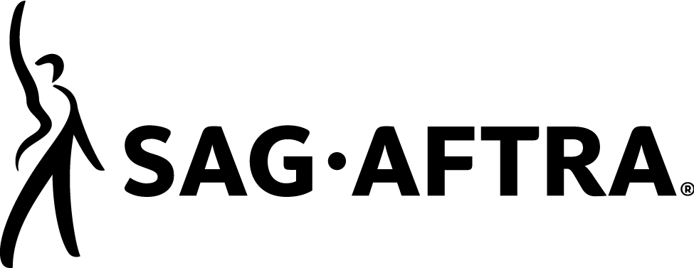 SAG-AFTRA logo featuring a stylized human figure with wavy lines on the left and the bold text 'SAG-AFTRA' on the right.
