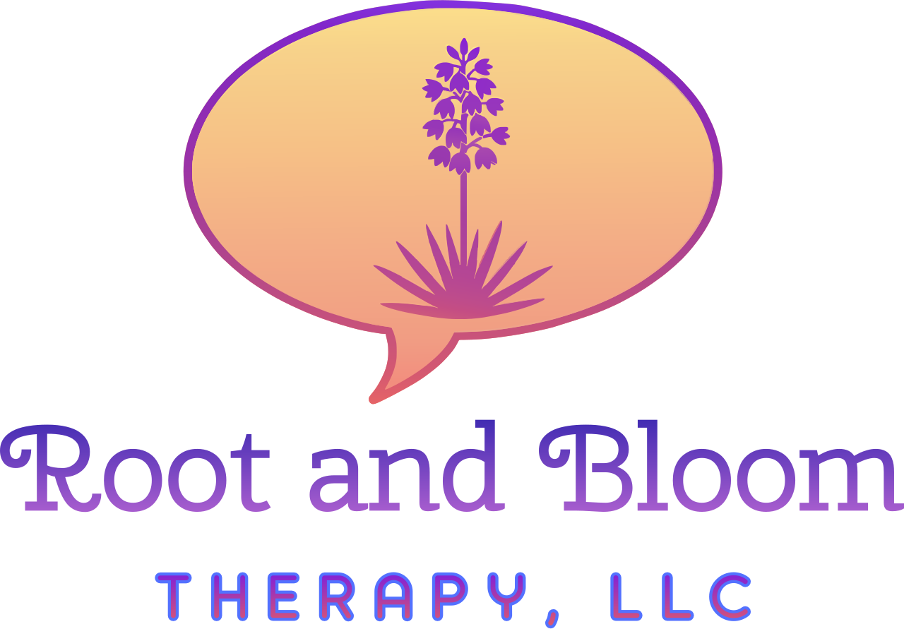 Logo for Protect the Plant Therapy LLC, featuring a purple plant with multiple leaves inside a speech bubble.