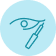A fishing hook with a fishing line against a light blue background.