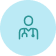 A simple, minimalistic icon of a person with a round head and a torso, depicted in a light teal color.