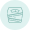 Drawing of a hamburger with lettuce, cheese, and patty in a bun
