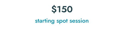 Price tag showing $150 for starting spot session.