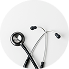 Close-up of a stethoscope on a white background.