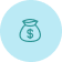 Light blue background with a white icon of a money bag.