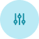 Icon of rocket launching on a blue circular background