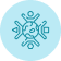 Icon of a snowflake with a gear inside, representing cold or winter technology or cooling systems.