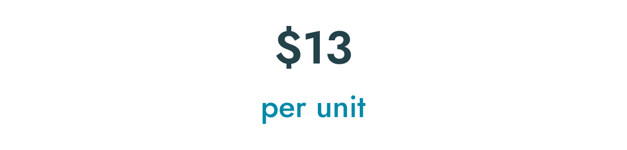 Price sign showing $13 per unit