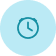 Gray clock icon on a light blue background