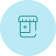 Icon of a microscope on a blue circular background