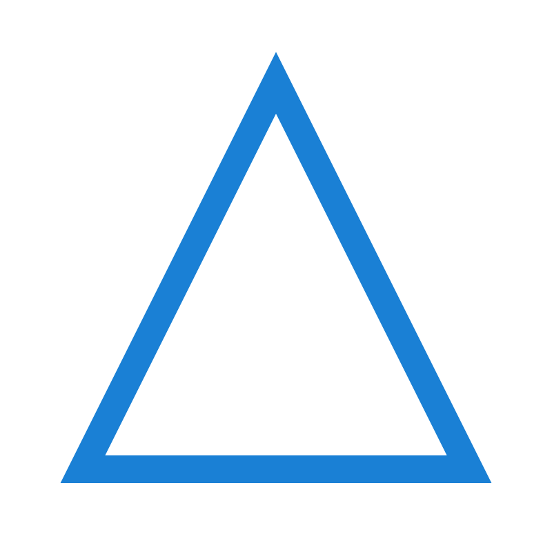 Blue outline equilateral triangle on black background.