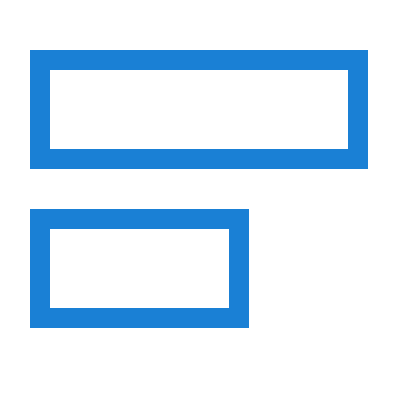 Two blue-outlined rectangular speech bubbles with black interior on a black background, resembling comic book dialogue boxes.
