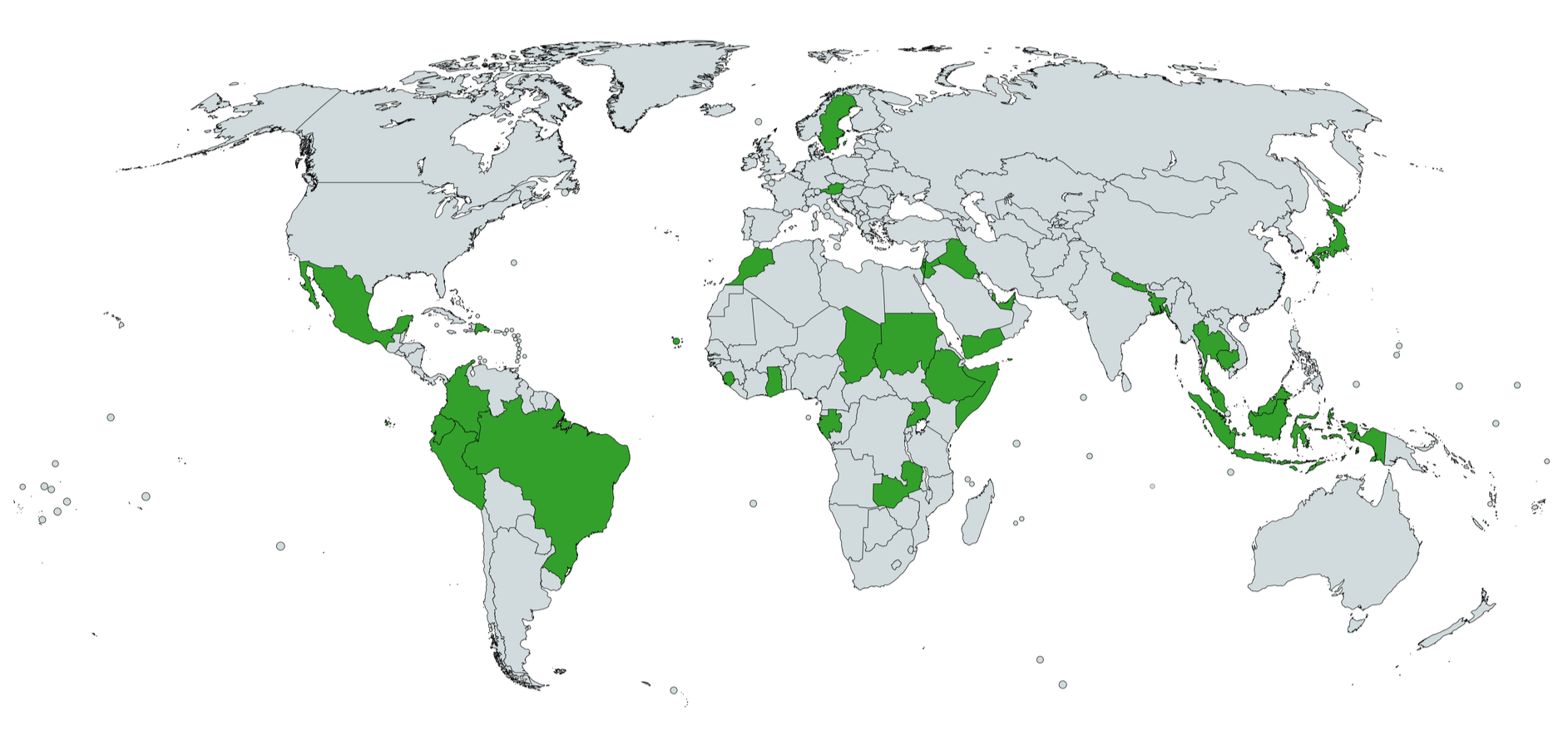 World map of whole-of-government and whole-of-food system governance institutions across countries